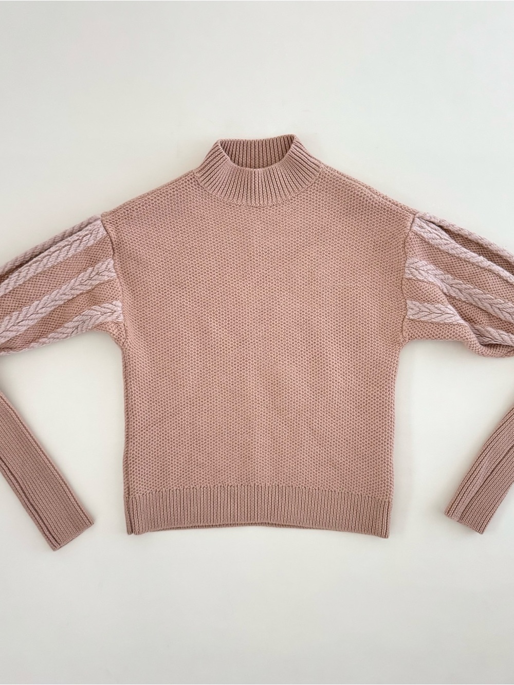Jonathan Simkhai Puff-Sleeve 100% Wool Sweater in Blush Pink - Size XS - Picture 2 of 6